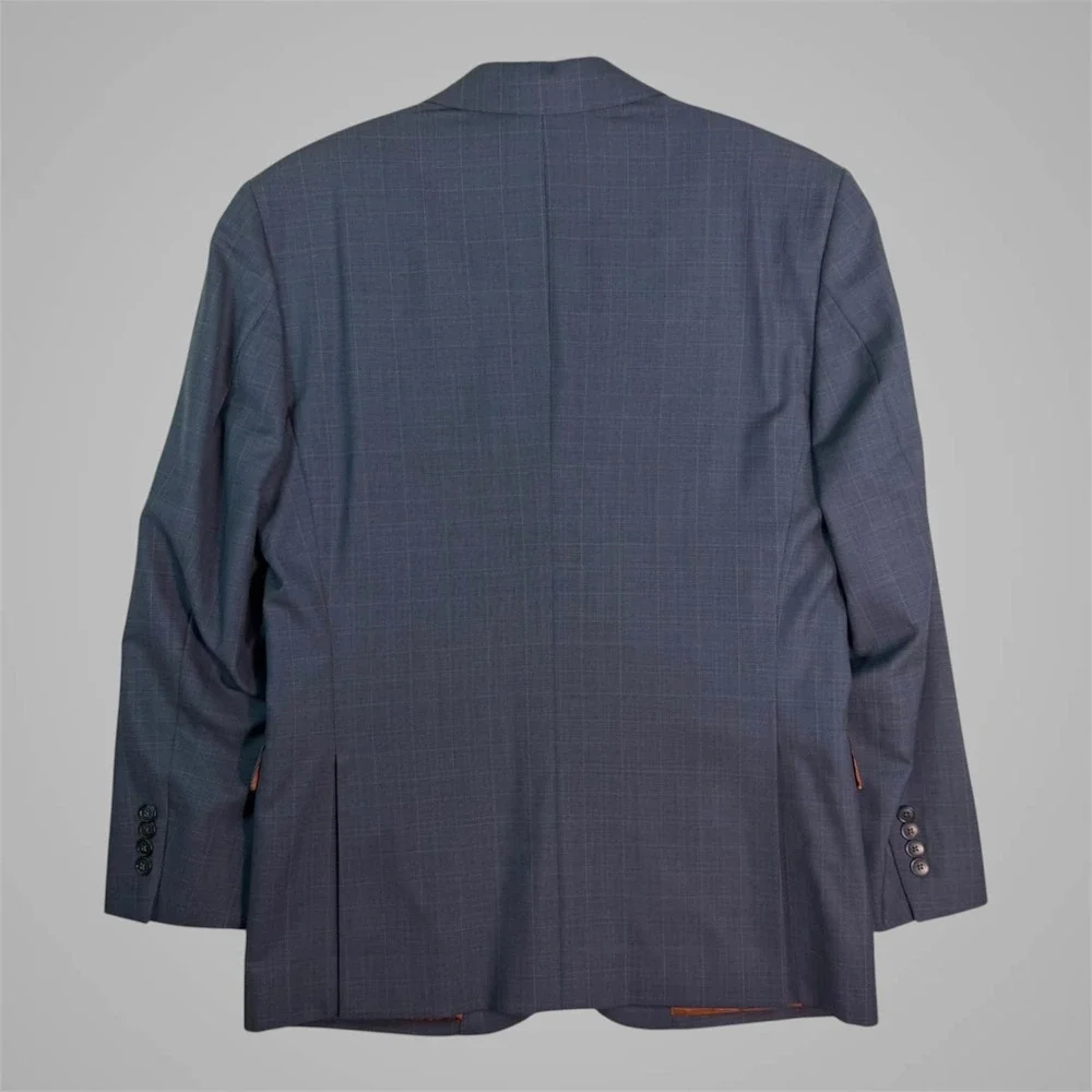 Jos. A. Bank Mens 40R Suit Jacket Blazer Blue Gray Glen Plaid Wool Slim Fit